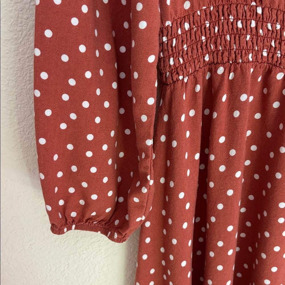Indigo Rose Rust Red Polka Dot Dress - Picture 6 of 6